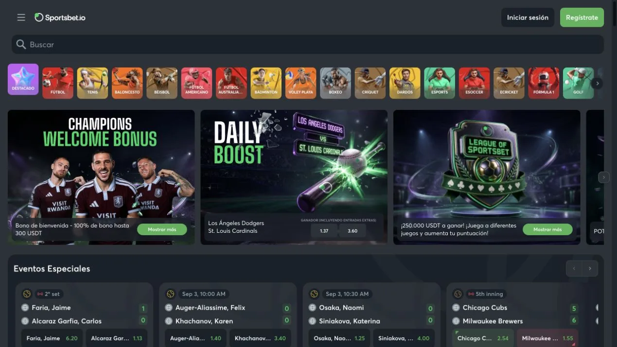 Sportsbet.io official homepage captured for the Clubhouse review — evidence used for sportsbook eligibility