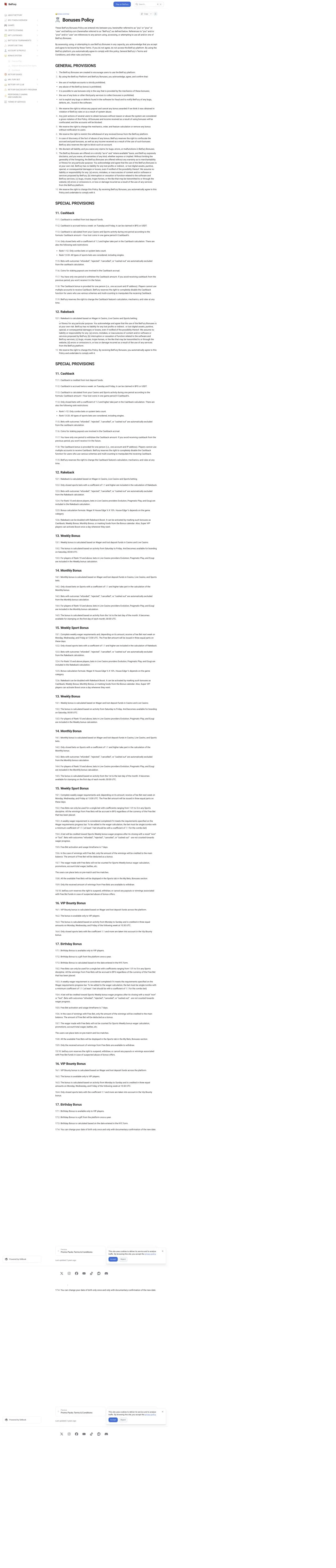 BetFury bonus policy showing excluded betting activity and reward restrictions