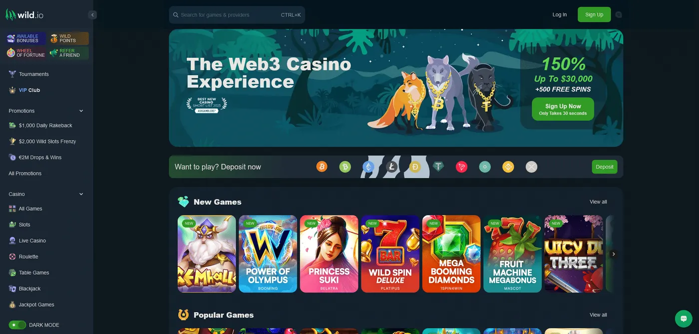 Wild.io help interface showing access to daily rakeback information and reward limits